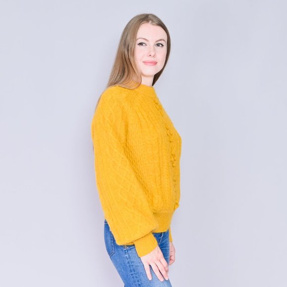 DEMYLEE x J. CREW Wool Blend Mustard Knit Sweater - Picture 3 of 6